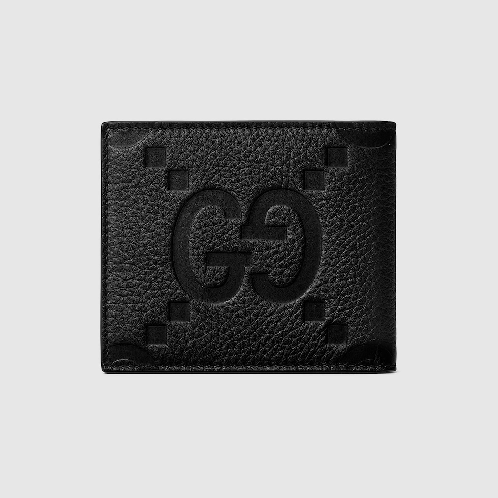 Portafoglio bi fold jumbo GG in pelle nera GUCCI Italia