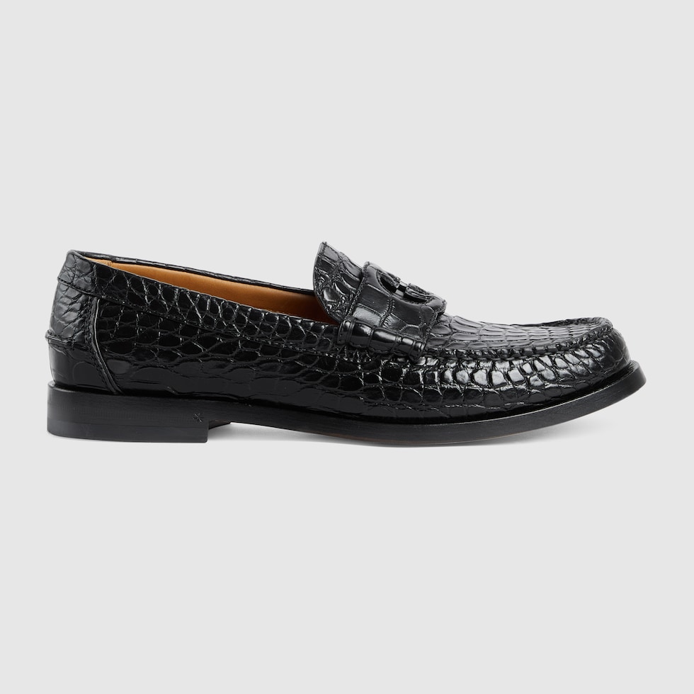 Men s alligator loafer in black GUCCI US