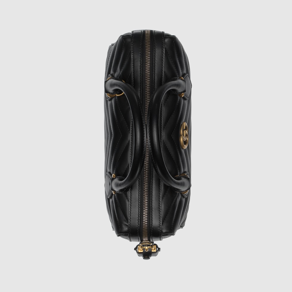 GG Marmont small top handle bag in black leather | GUCCI® SG