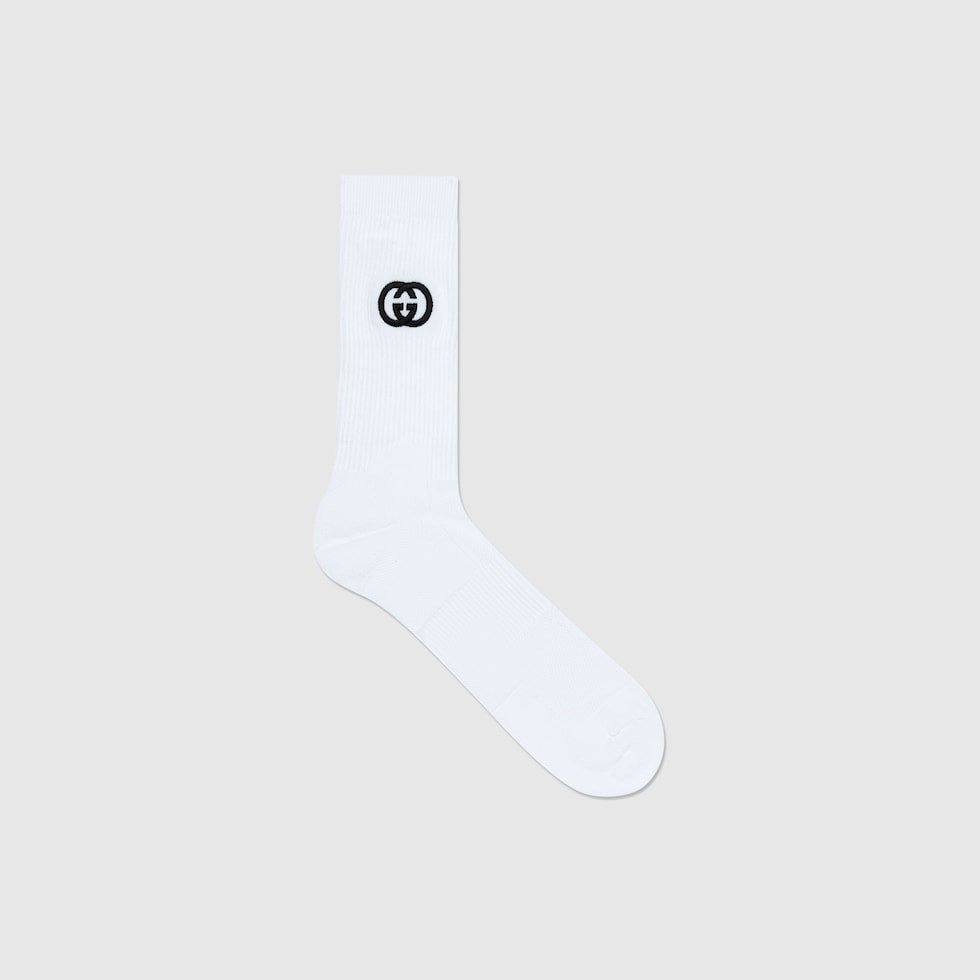 Cotton blend socks with Interlocking G in white | GUCCI® US
