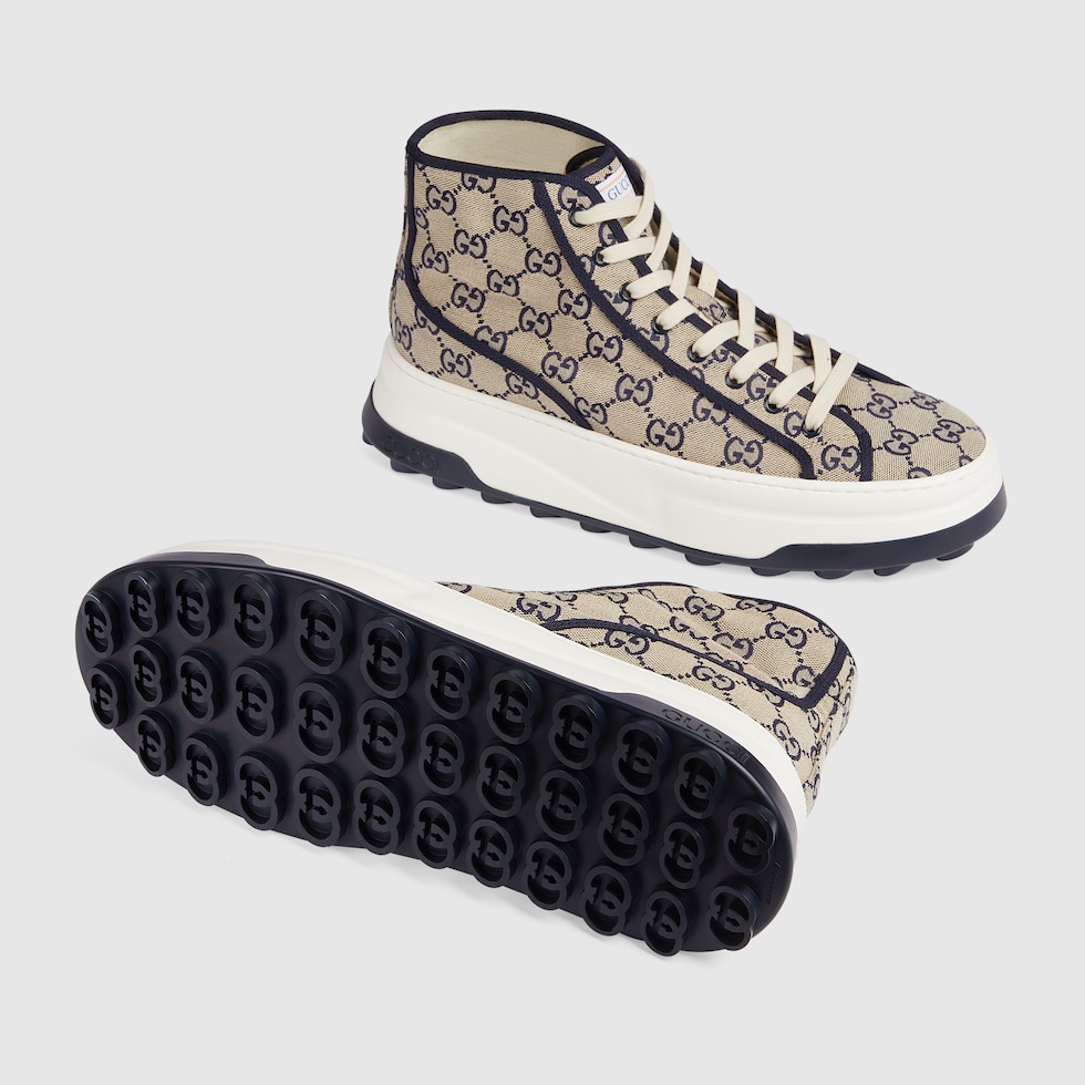 Gucci GG Canvas & Leather High-top Sneaker in Natural