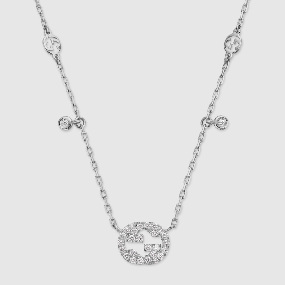 GUCCIダイヤモンドネックレス Gucci Interlocking diamond necklace in 18k white gold