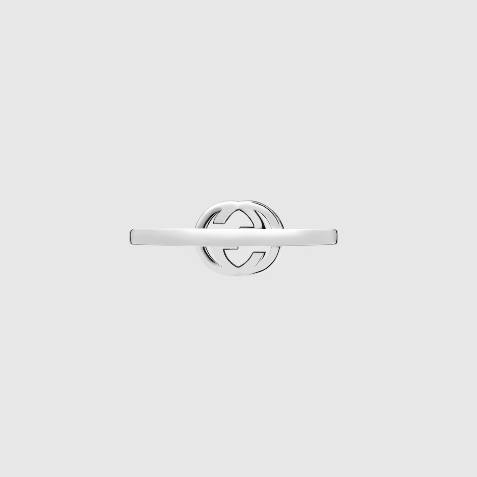 GUCCI リング アイコン インターロッキング ホワイト 15号 グッチ インターロッキング〕ダイヤモンド リング18K ホワイト