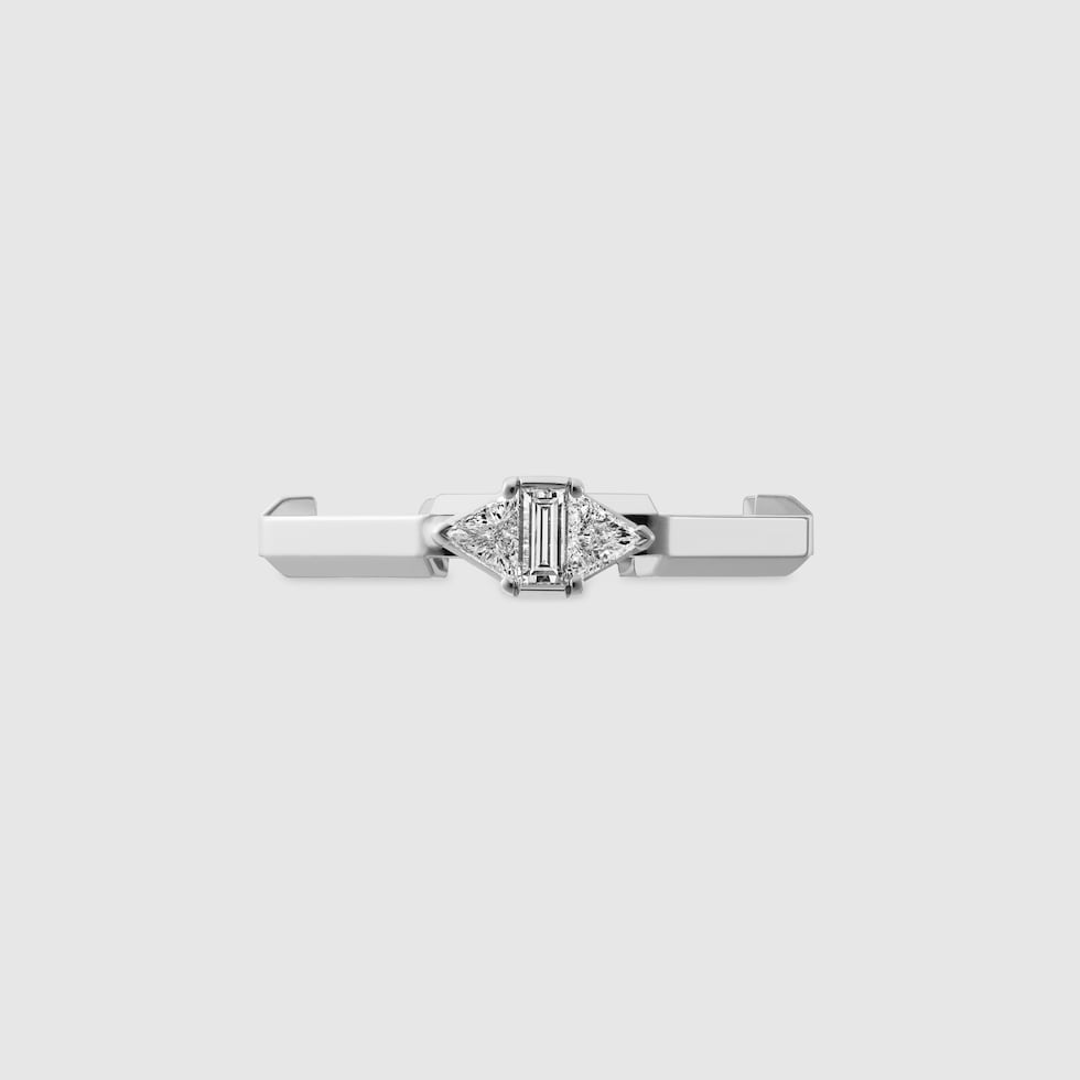 Anello Gucci Link to Love con diamanti taglio baguette in oro bianco 18 carati GUCCI Italia