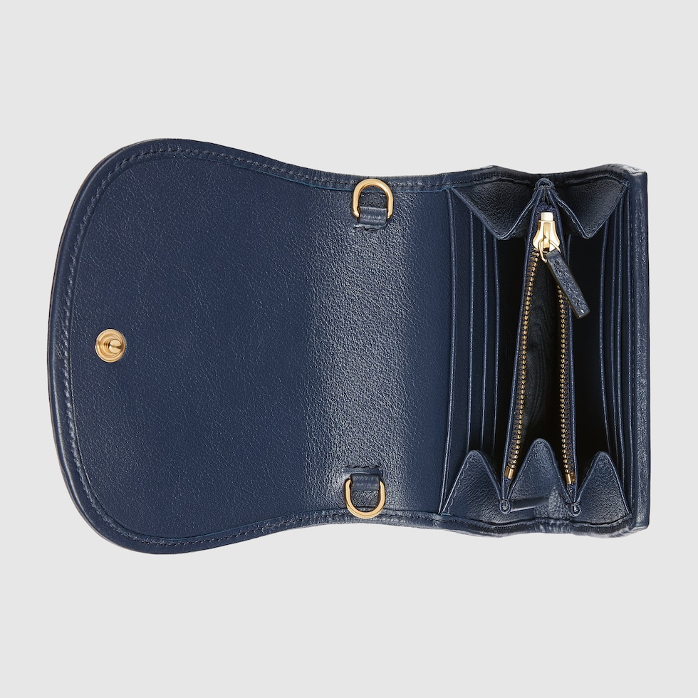 Gucci Blondie medium chain wallet in dark blue leather