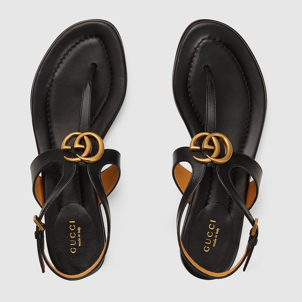 Gucci leather thong store sandal double g