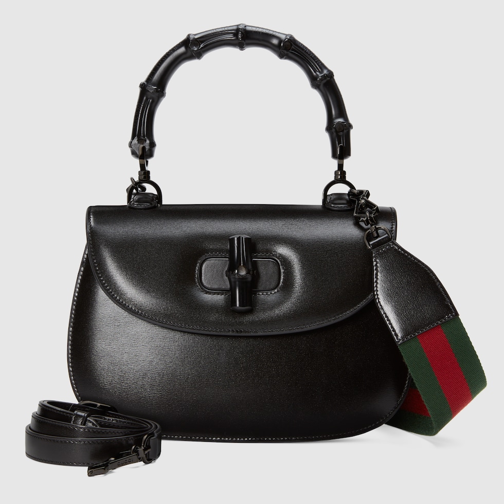 セール 登場から人気沸騰 Gucci Bamboo 1947 medium bag in black leather | GUCCI® US ショルダーバッグ