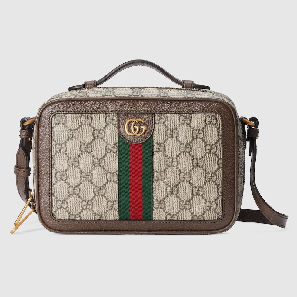 Ophidia small shoulder bag with  in beige and ebony Supreme GUCCI® SG