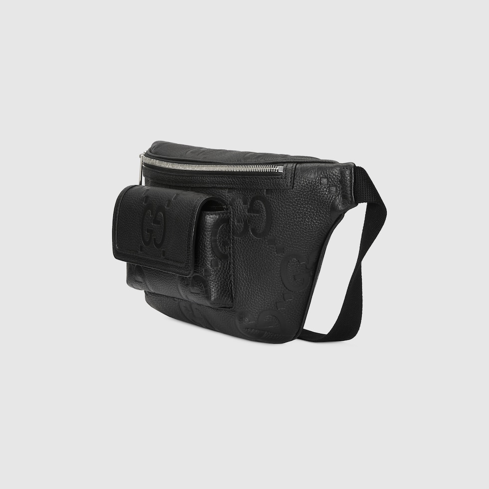 GG jumbo large belt bag in black leather | GUCCI® US