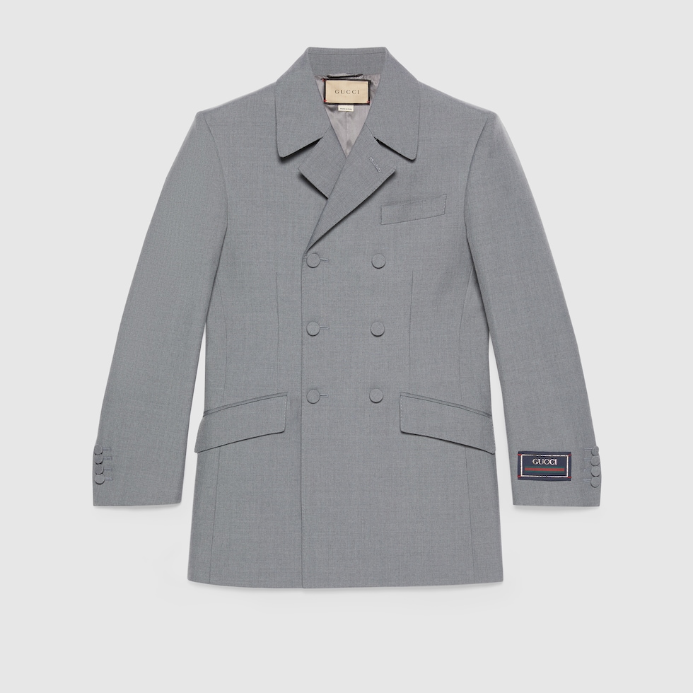 Wool gabardine formal jacket in light grey GUCCI US