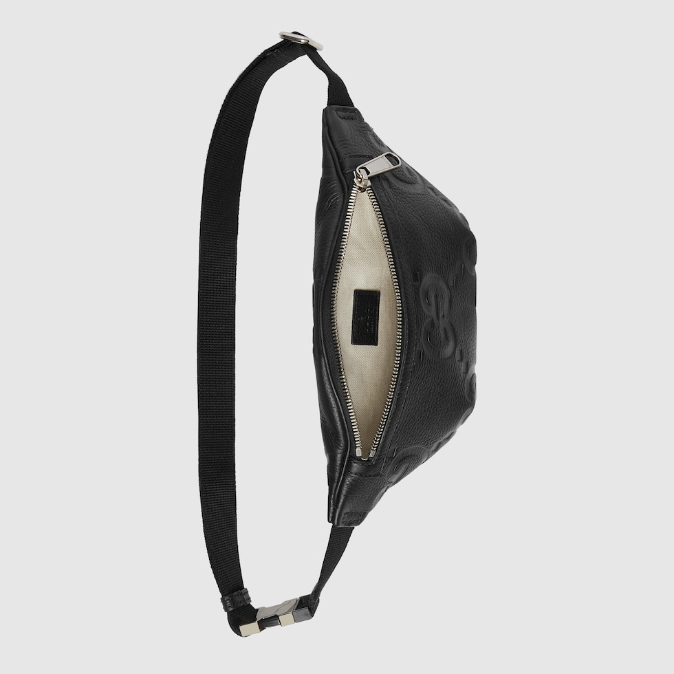 GG jumbo small belt bag in black leather | GUCCI® SG