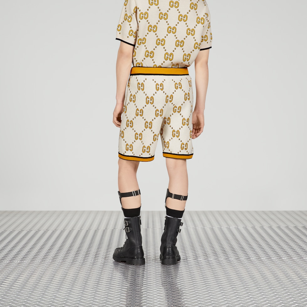 GG cotton shorts in ivory and blue GUCCI UK