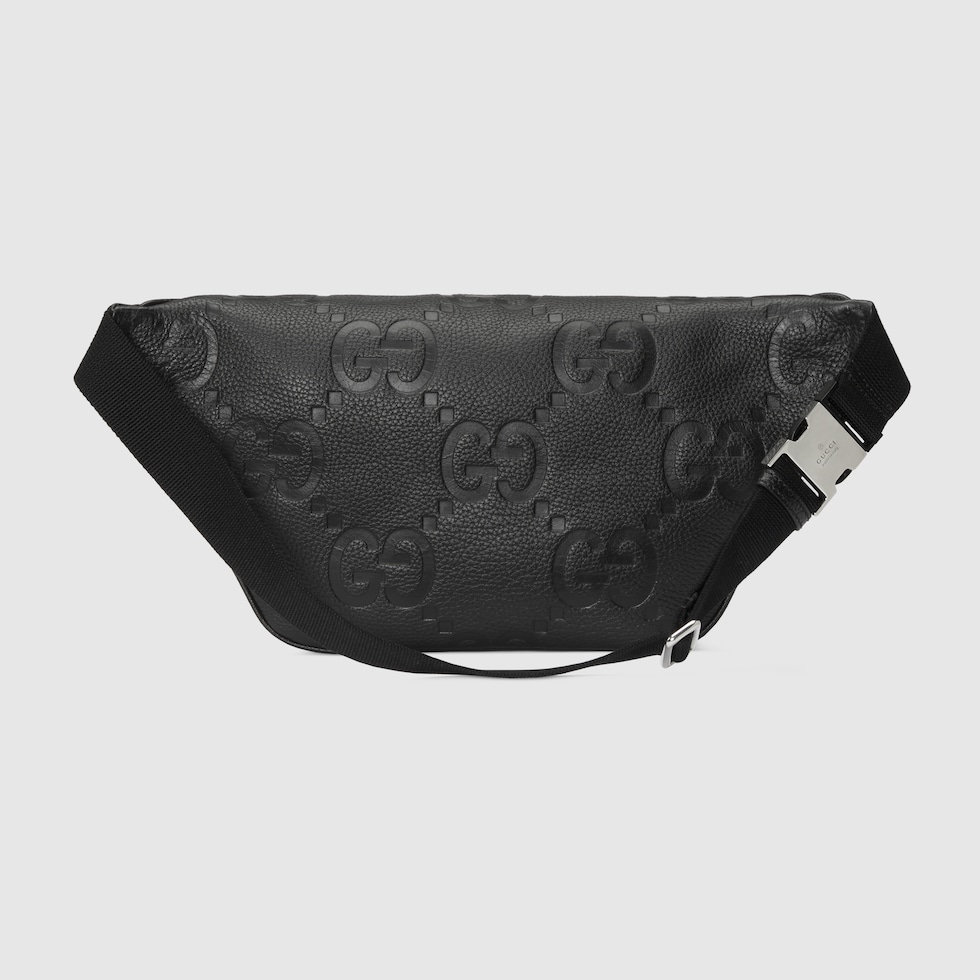 GG jumbo large belt bag in black leather | GUCCI® US
