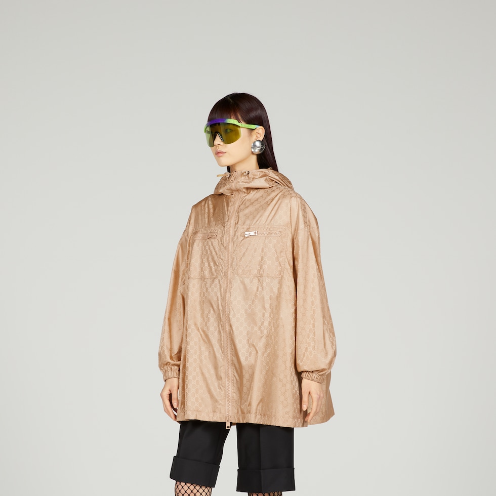 GG hooded jacket in light camel | GUCCI® US