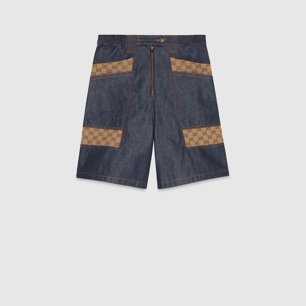 Denim bermuda short in dark blue GUCCI NL