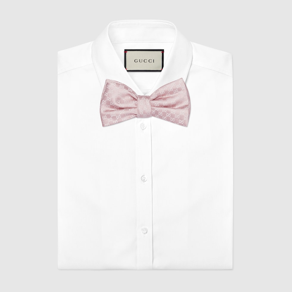 Silk bow tie in pink | GUCCI® SG