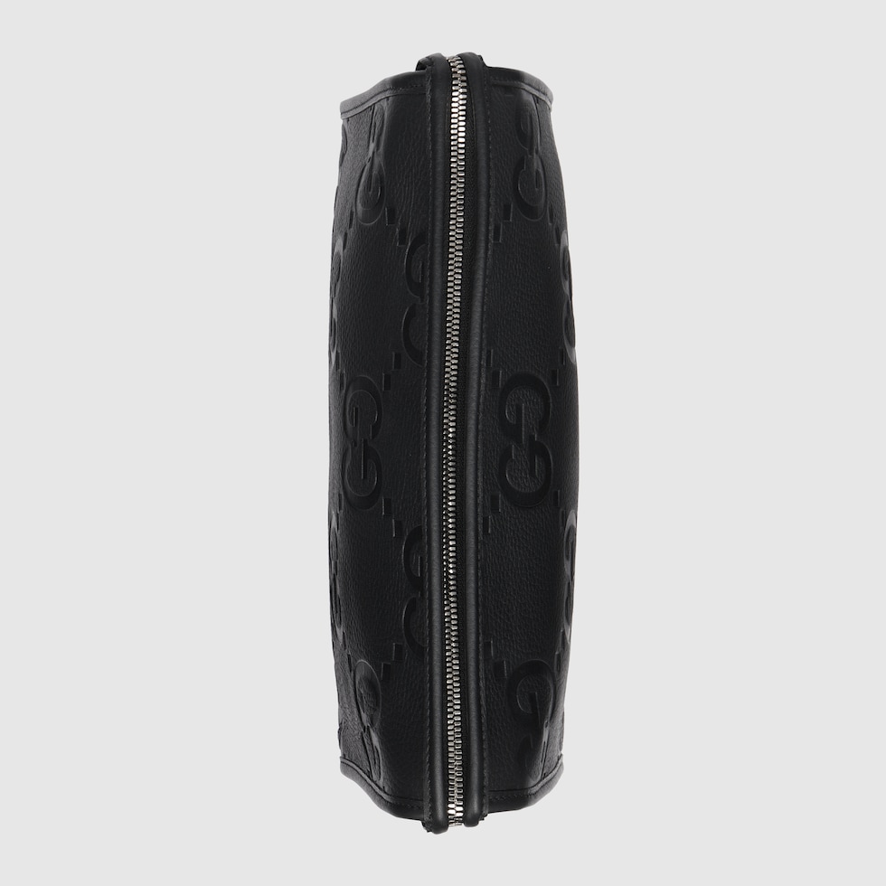 GG jumbo medium pouch in black leather | GUCCI® US