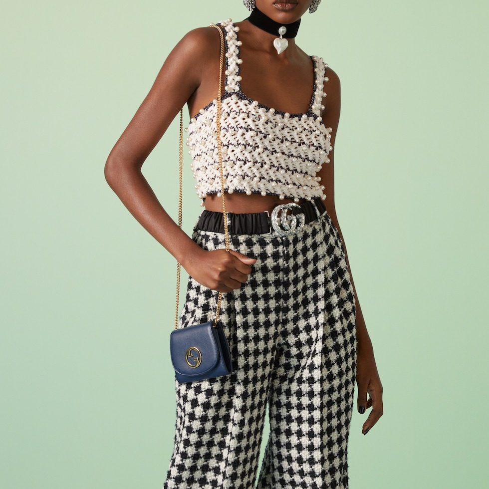 Gucci Blondie medium chain wallet in dark blue leather Gucci Blondie medium chain wallet in dark blue leather