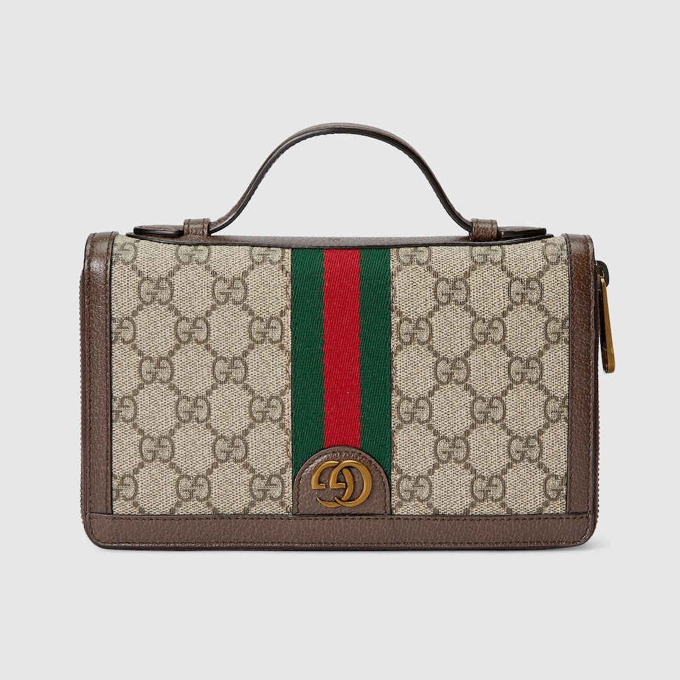 Ophidia travel case in beige and ebony Supreme | GUCCI® US