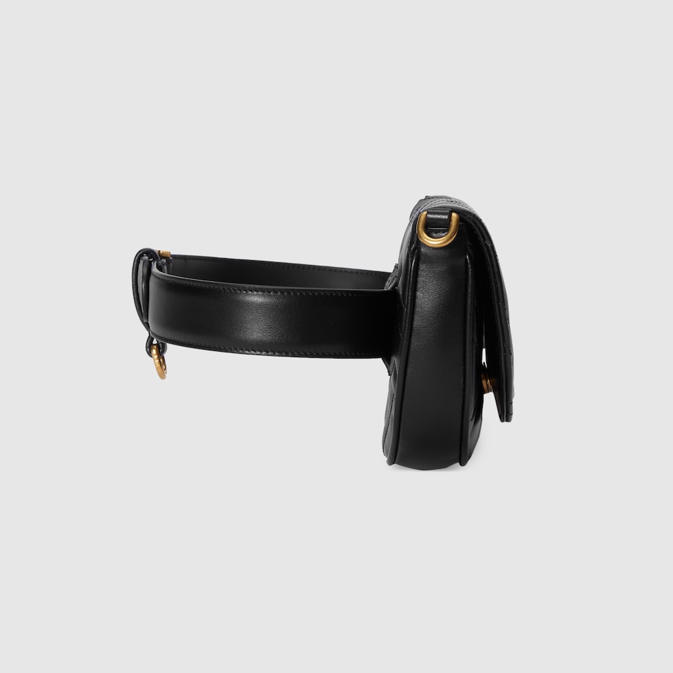 GUCCIバッグ GG Marmont belt bag in black and white leather | GUCCI® SG