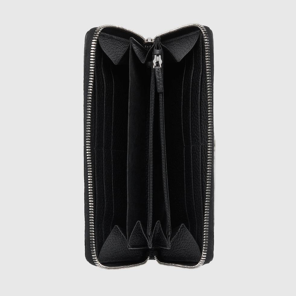 Jumbo GG zip around wallet in black leather | GUCCI® US