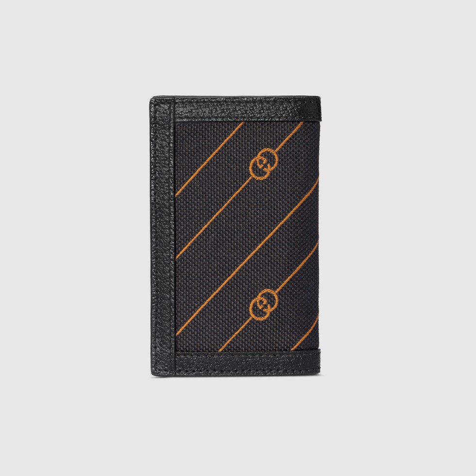 Interlocking G long card case in black and orange fabric | GUCCI® SG