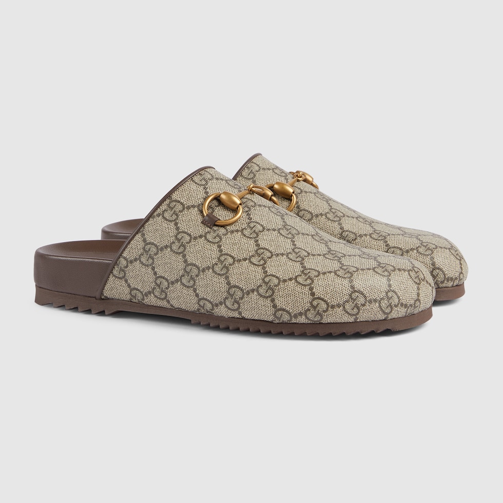Horsebit detailed goat hair slippers store