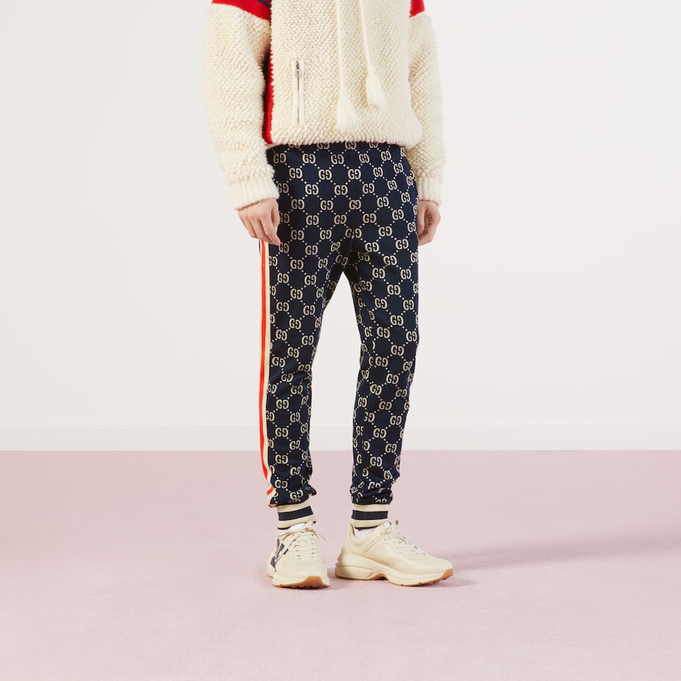 Pantalones deportivos de jacquard con GG injacquard con GG azul marfil GUCCI MX