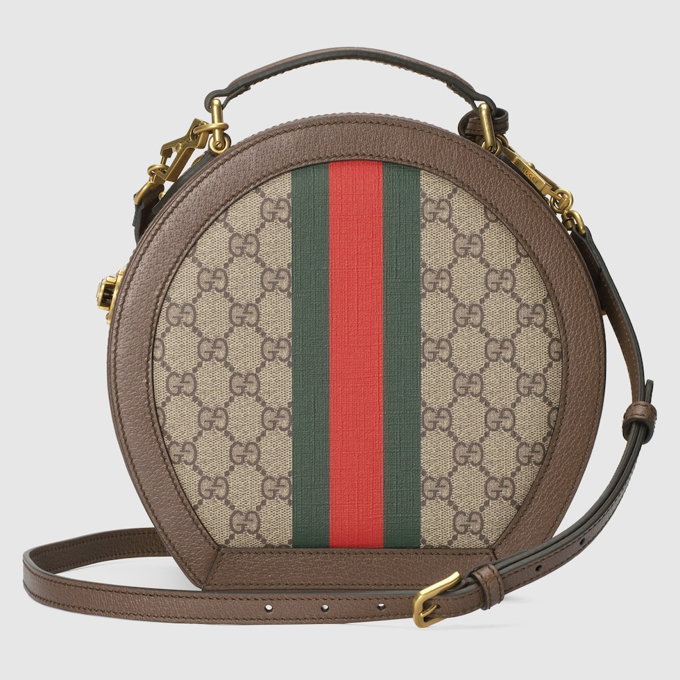 Gucci Savoy mini rigid hat box in beige and ebony Supreme | GUCCI® US