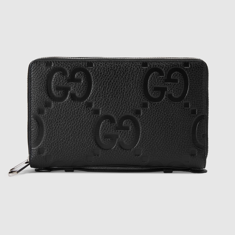 ジャンボ GG トラベルドキュメントケースブラック レザー | GUCCI® JP