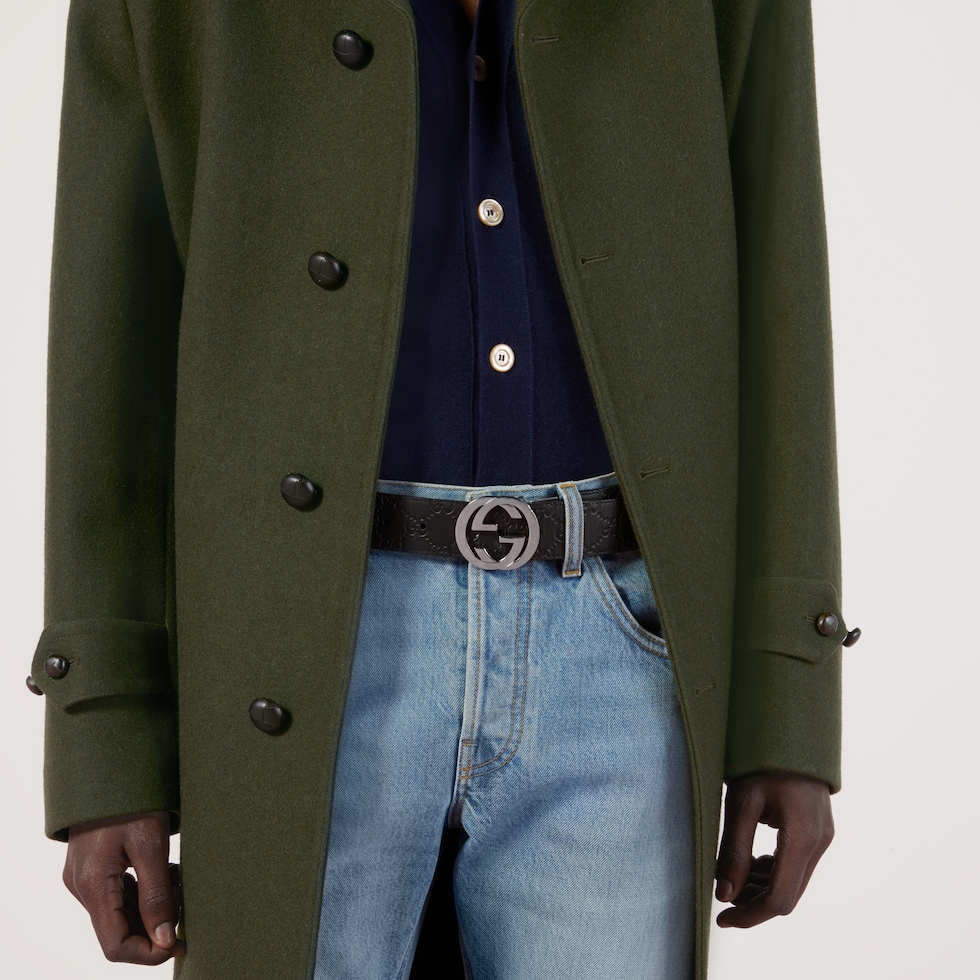 [GUCCI]グッチ シグネチャー リバーシブル ベルト リバーシブル レザー ベルト（ダブルG バックル） ・ブラック/ブラウン