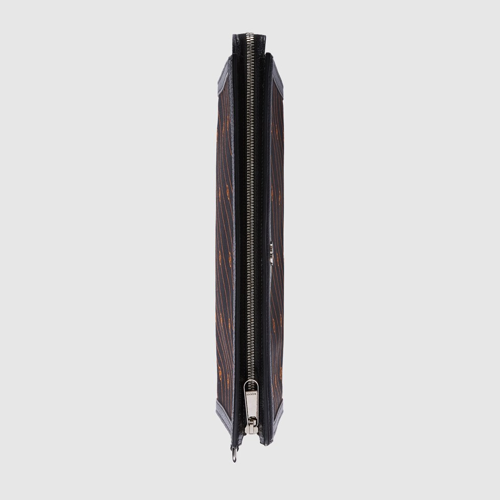 Interlocking G pouch in black and orange fabric | GUCCI® SG