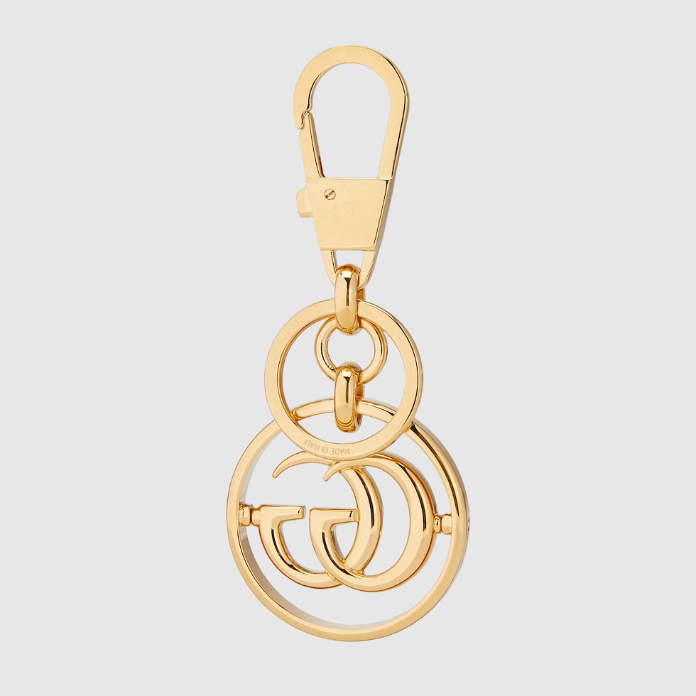 Double G keychain in gold-toned metal | GUCCI® US