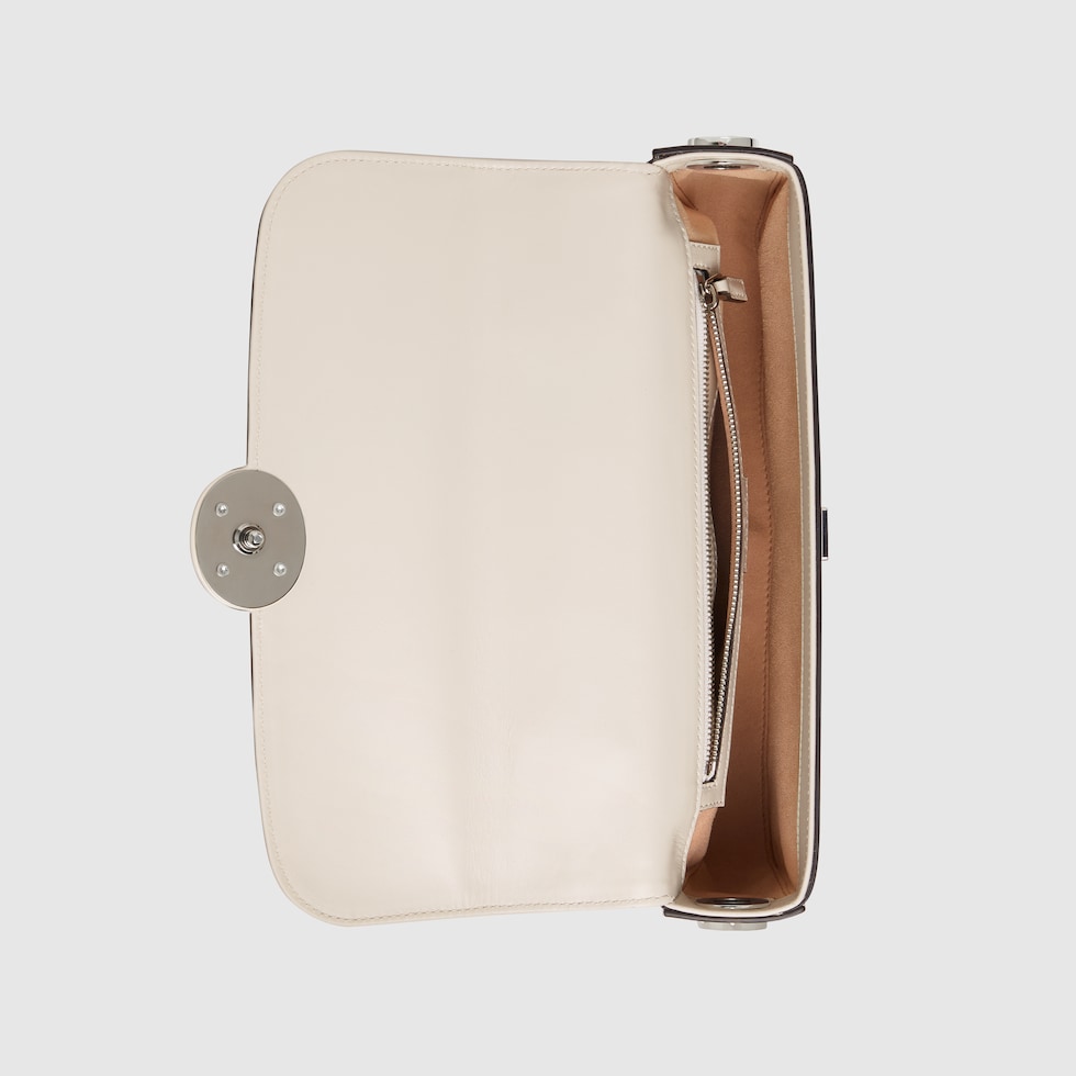 Petite GG small shoulder bag in white leather | GUCCI® SG
