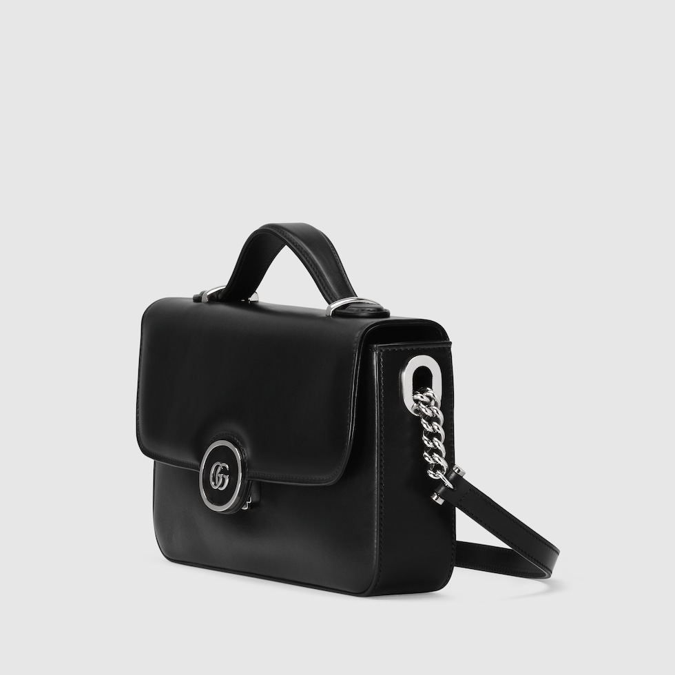 Petite GG small shoulder bag in black leather | GUCCI® SG Petite GG small shoulder bag in black leather | GUCCI® SG