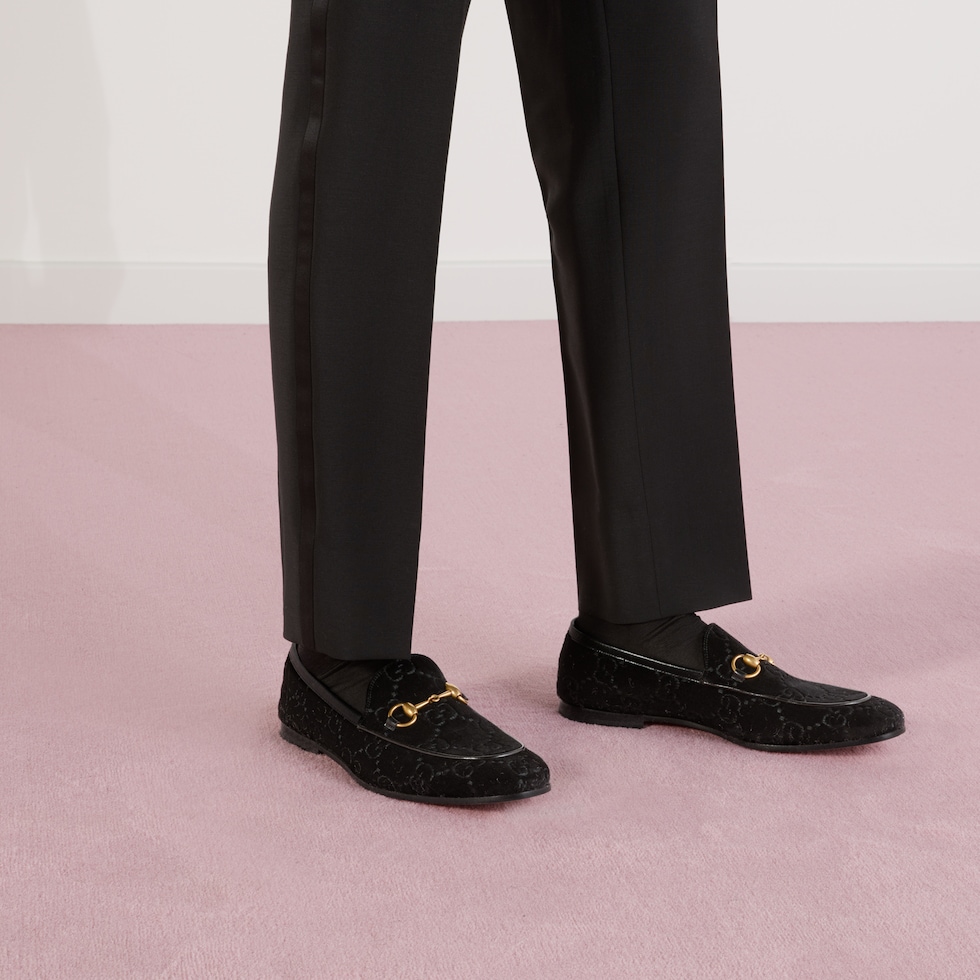 Black GG Velvet Gucci Jordaan Loafer GUCCI Australia