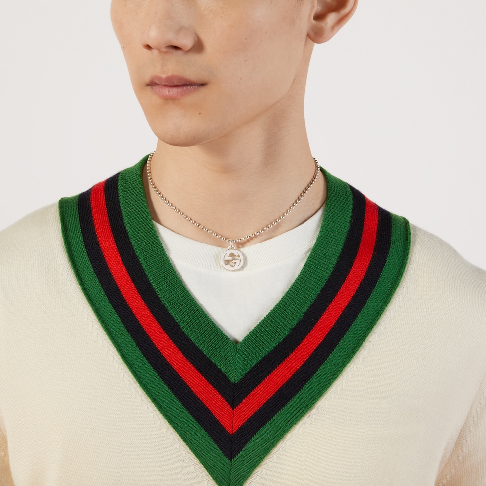 925 Sterling Silver Interlocking Necklace With Chain | GUCCI®