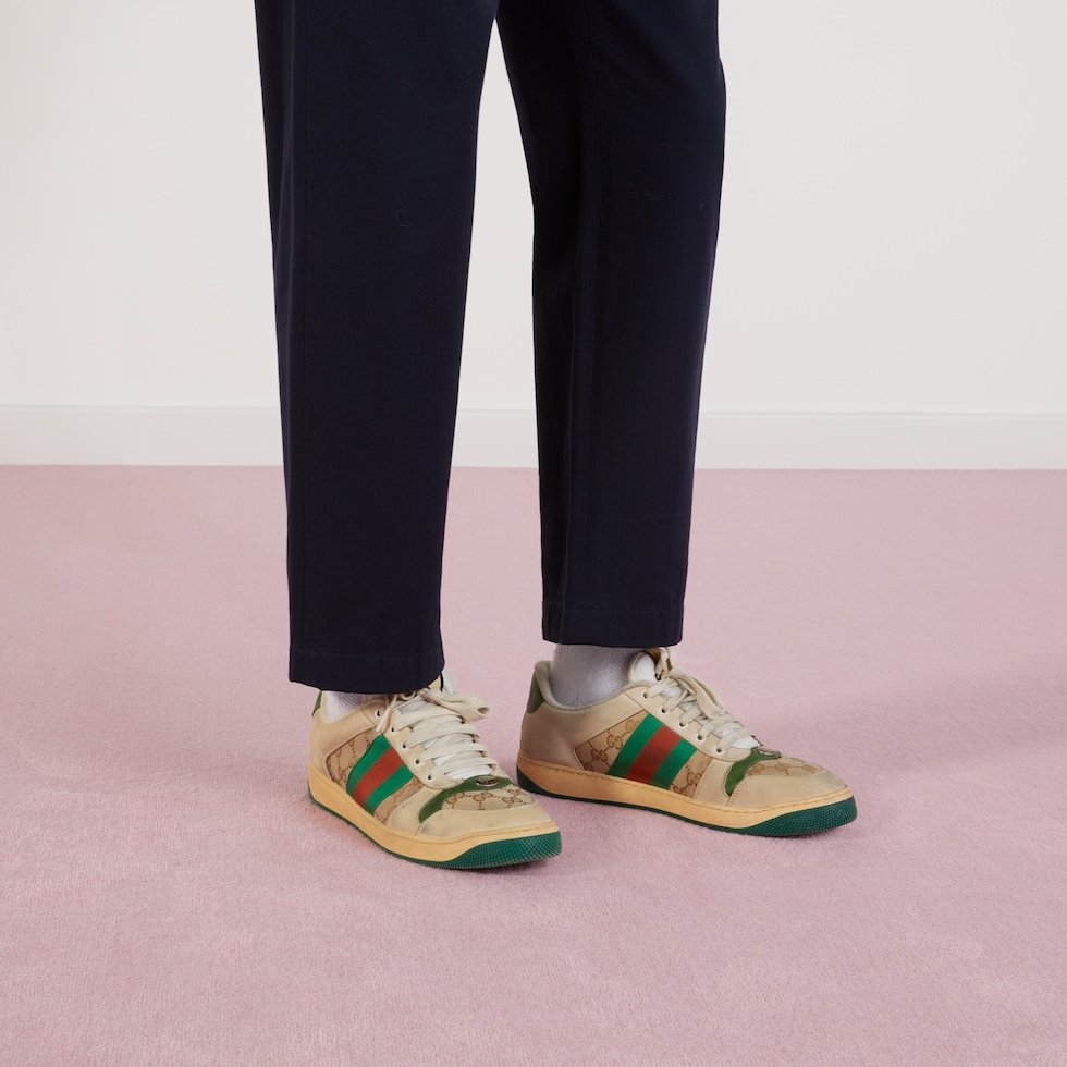 GG帆布/白色皮革男士GG Screener運動鞋| GUCCI® 香港