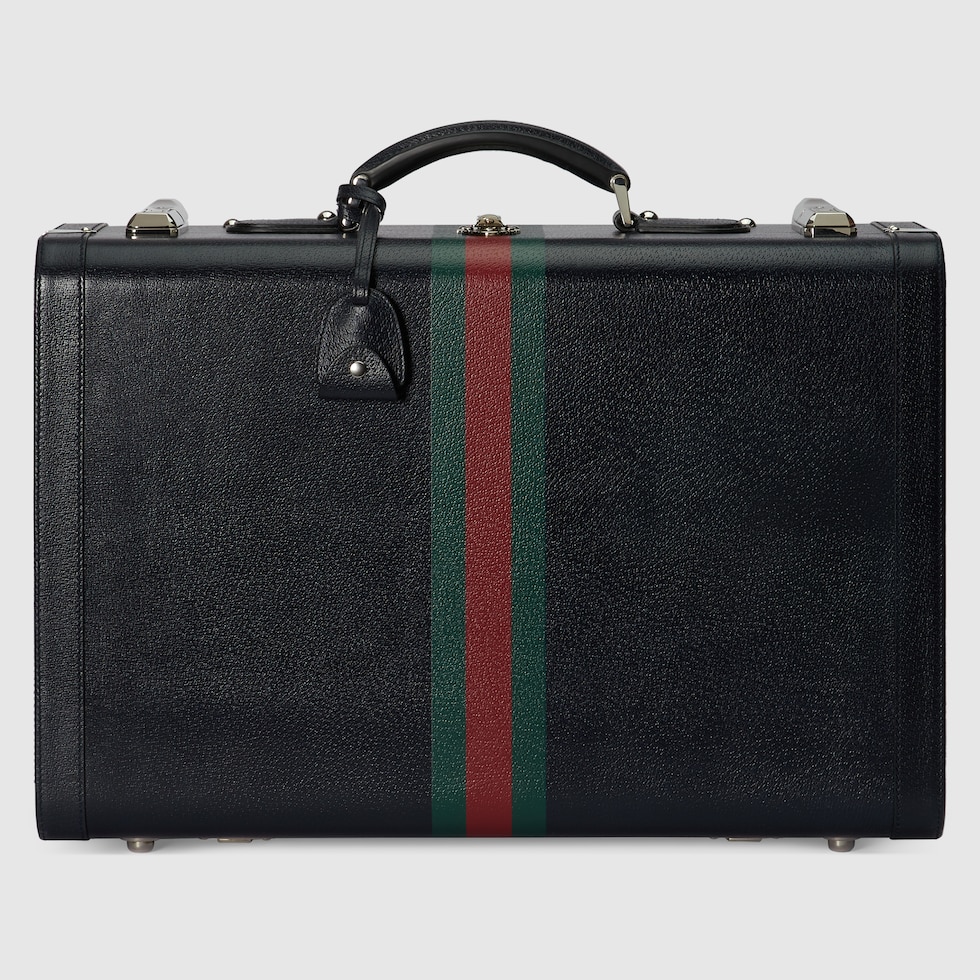 Gucci Savoy medium suitcase in dark blue leather | GUCCI® SI