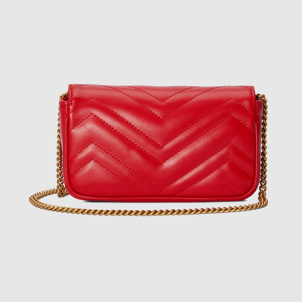 Gucci GG Marmont Matelasse Super Mini Bag Red in Leather with Antique  Gold-tone - US