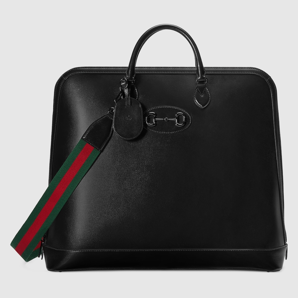 Gucci Horsebit 1955 large duffle bag in black leather GUCCI SG