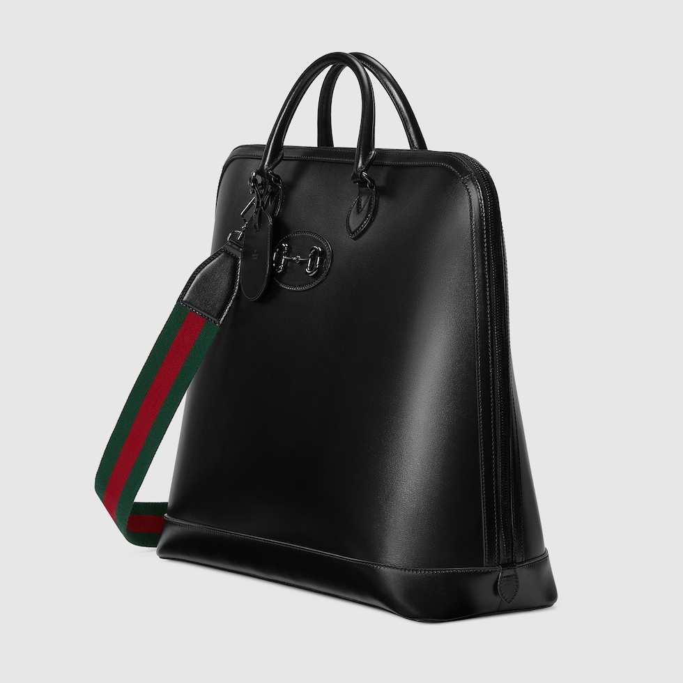Gucci Horsebit 1955 large duffle bag in black leather GUCCI SG