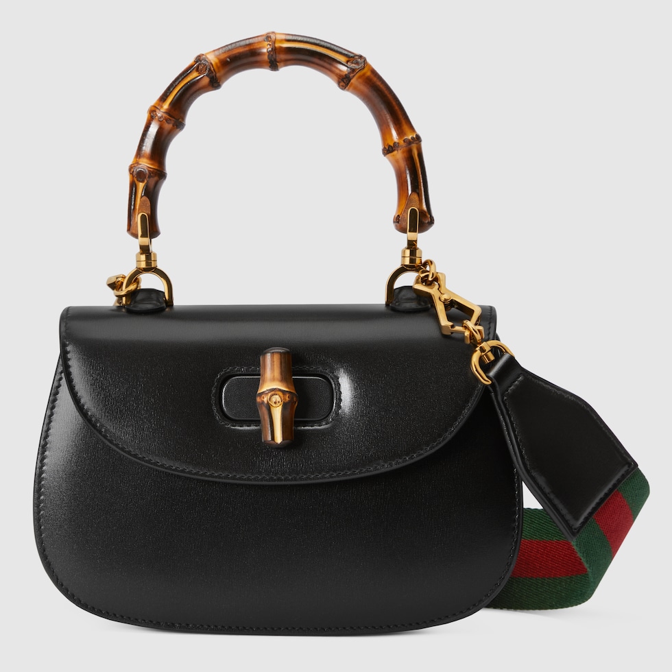 Borsa a mano Gucci Bamboo 1947 piccola in pelle nera GUCCI Italia