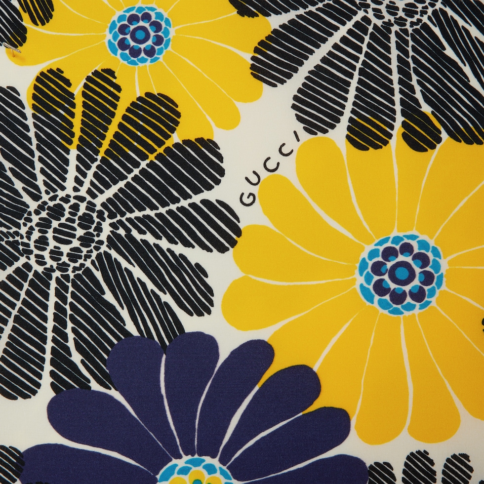 Gucci flower print silk skirt in yellow and blue | GUCCI® SG Gucci flower print silk skirt in yellow and blue | GUCCI® SG