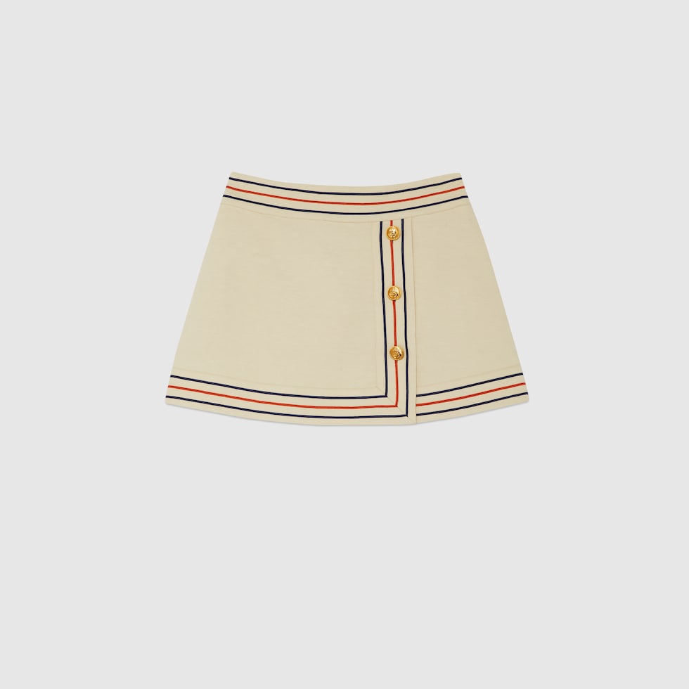 GUCCI GGリネンキャンバスプリーツスカート GG canvas skirt in camel and ebony | GUCCI® US