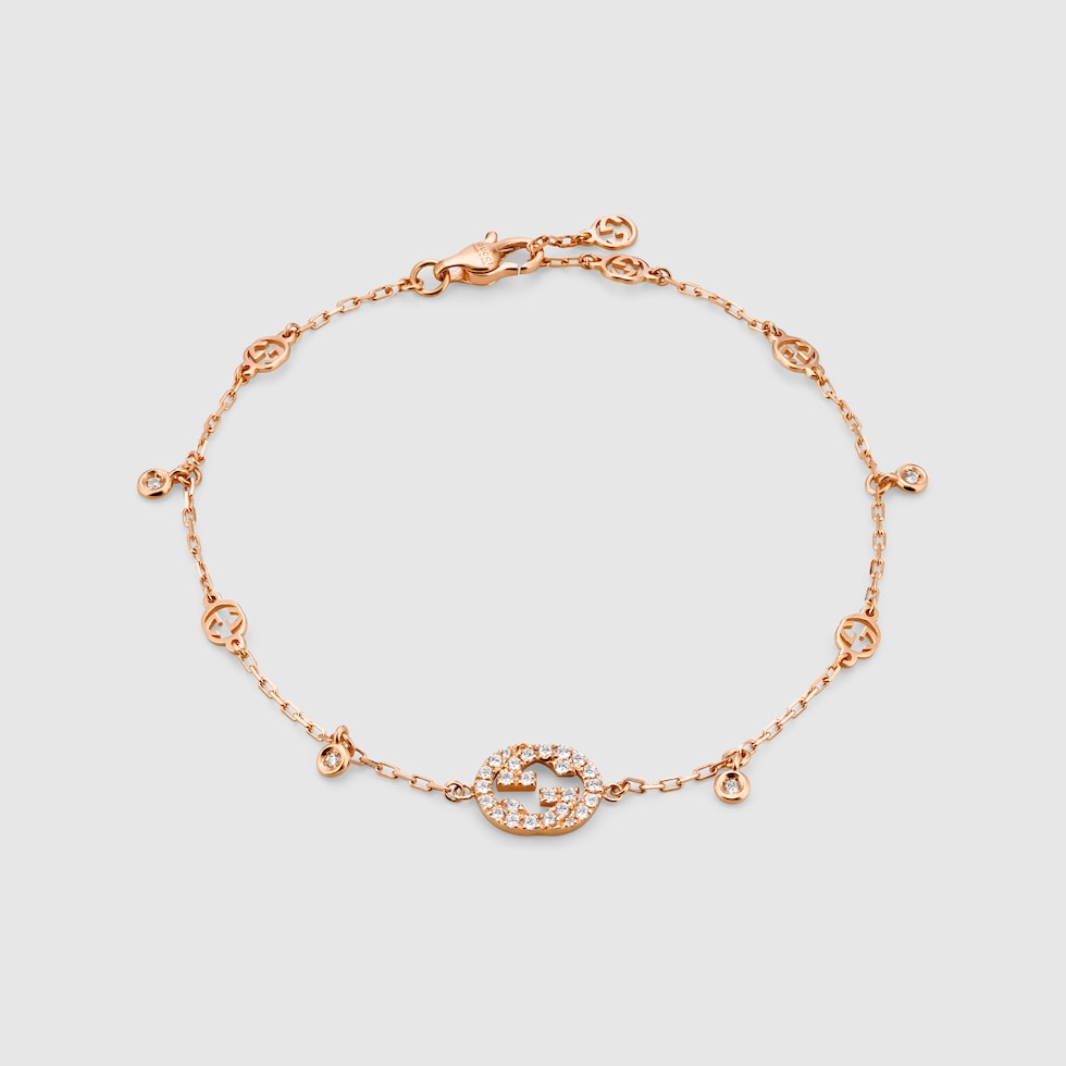 Gucci Interlocking diamond bracelet in 18k rose gold | GUCCI® US