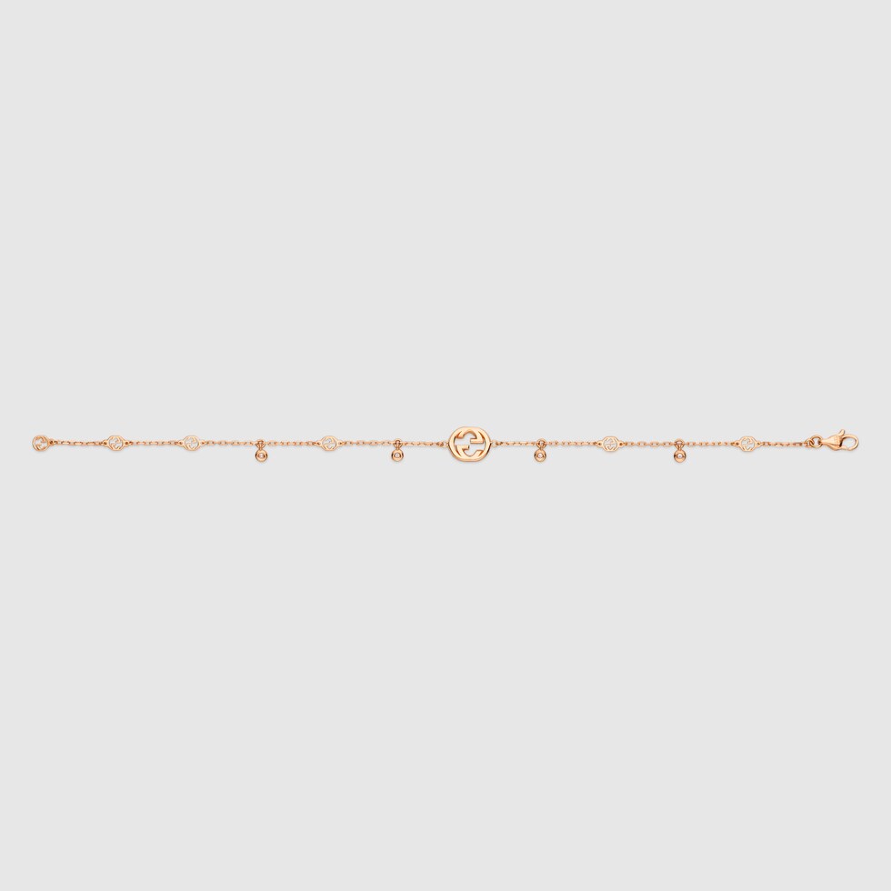 Gucci Interlocking diamond 18k bracelet in 18k rose gold | GUCCI® US