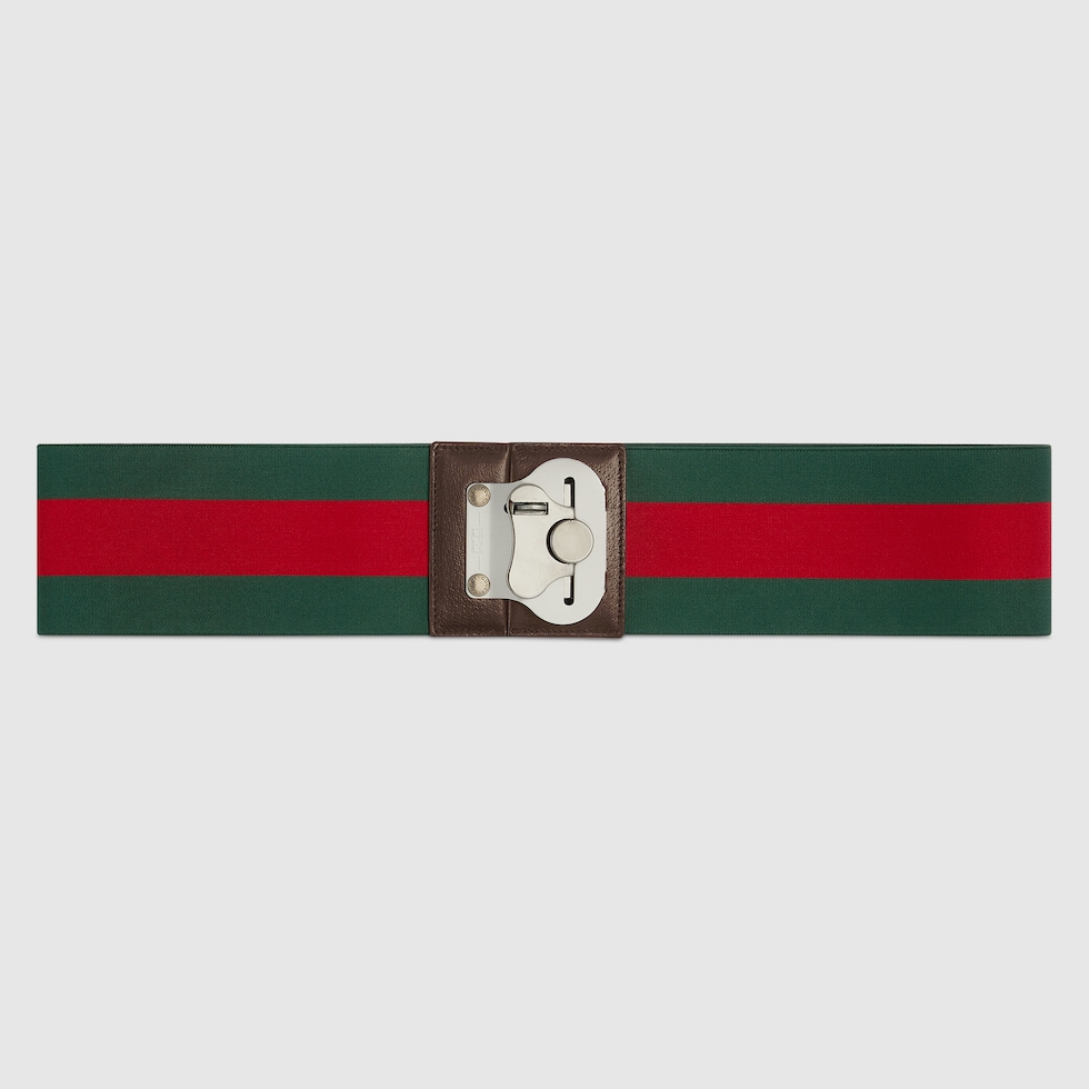 Luggage elastic  band in green and red canvas GUCCI® US
