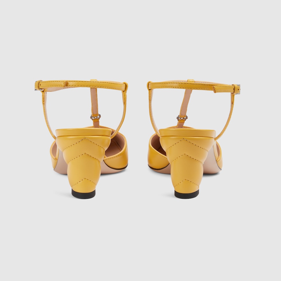 Women's Petite GG slingback pump in yellow leather | GUCCI® SG