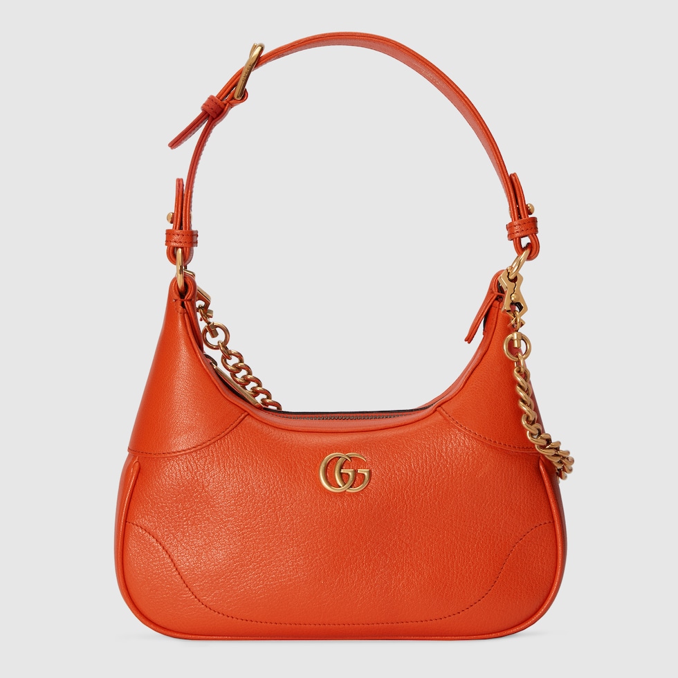 Aphrodite small shoulder bag in orange leather | GUCCI® SG